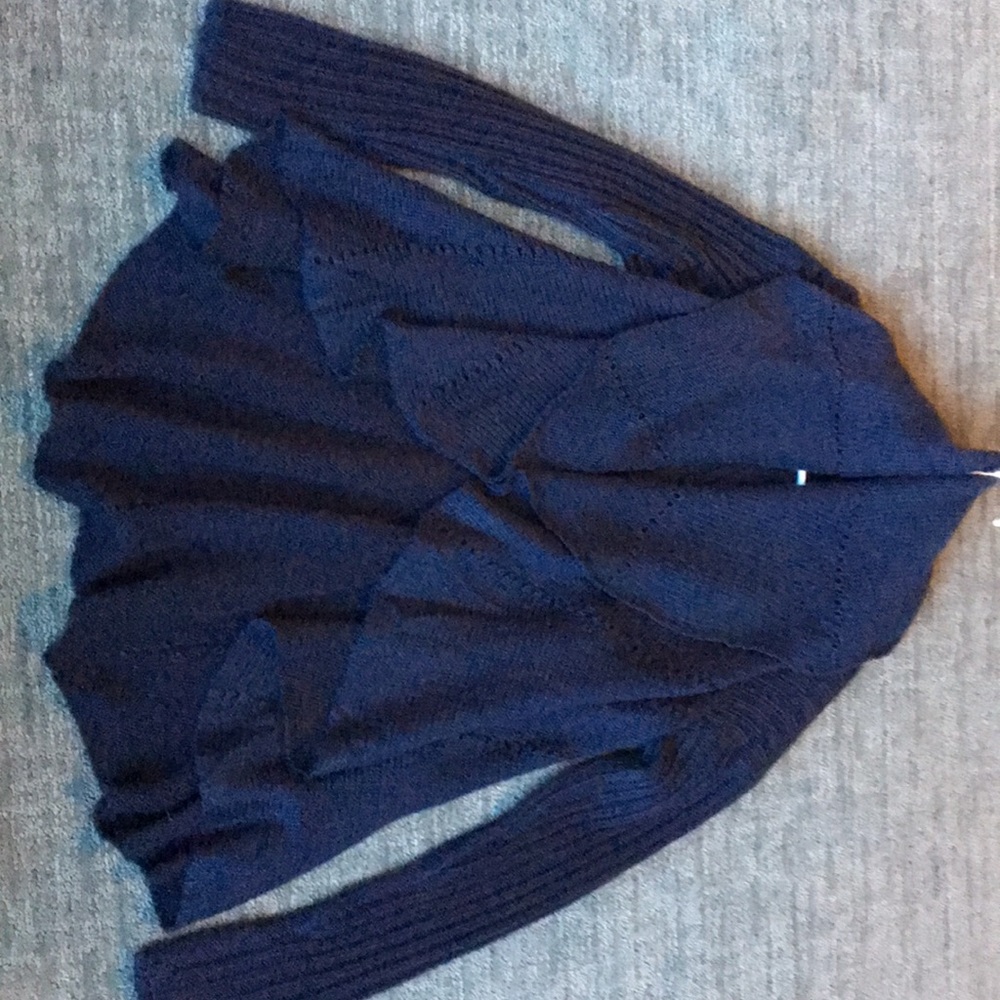 Blue Cow Neck long cardigan Sweater